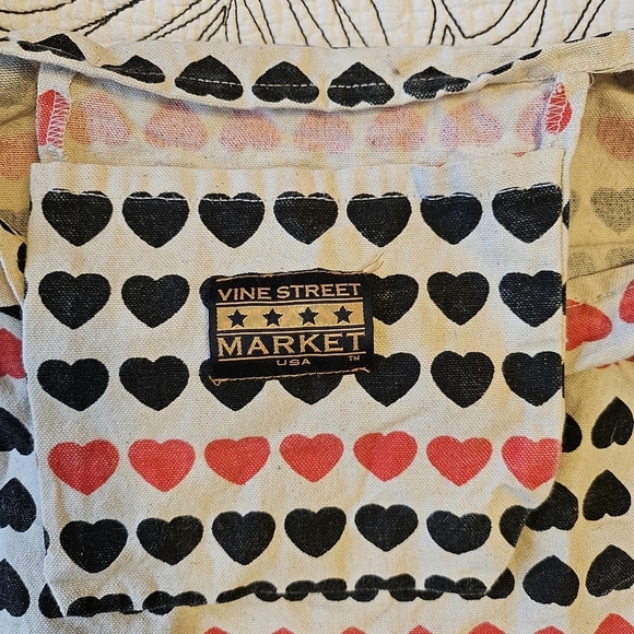 VGUC Vine Street Market Hearts Bag Canvas Reusable Shopping Tote Red Black - Picture 3 of 8